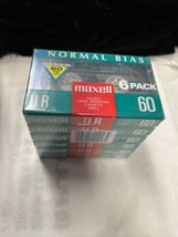 6 Maxell UR-60 Type 1 Normal Bias Blank Audio Cassette Tapes in cases - £15.89 GBP