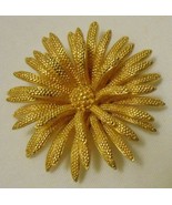 D&#39;ORLAN Vintage 3D FLOWER Statement BROOCH Pin Textured Gold Tone Heavy - £55.74 GBP