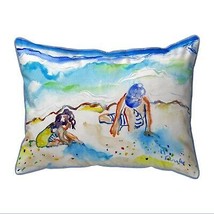 Betsy Drake Playing in Sand Large Indoor Outdoor Pillow 16x20 - £46.70 GBP