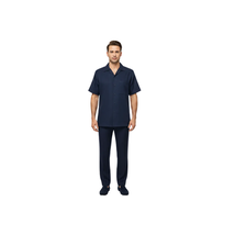 Men 2pc Walking Leisure Suit Short Sleeves By DREAMS 256-01 Solid Navy Blue image 3