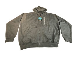 Men&#39;s Full-Zip Sweatshirt Size XL Gray Athletic Drawstring Hood NWT Warm! - £11.79 GBP