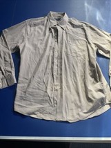 Tommy Hilfiger Button Up Shirt Mens Large Long Sleeve Tan&amp; Brown Cotton L - $19.79