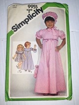 Simplicity 9955 Sz 6 Child Dress 2 Lengths Bonnet Bag 1981 10 pcs Carefu... - $10.18