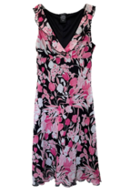 Speechless Junior&#39;s Floral Summer Dress Sleeveless Ruffle Neck Sz 13 Pink Black - £12.65 GBP
