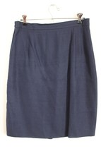 Vtg 90s Talbots 14P Navy Blue Viscose Linen Pencil Suit Skirt - £20.92 GBP