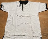 NWT Vtg Balcony Polo Shirt Size L Mens White Relaxed Fit Black Collar - $11.25