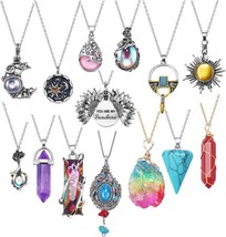 Vintage Crystal Pendant Necklaces for Women Girls Chakra Healing Carnelian Neckl - £27.93 GBP