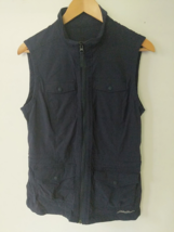 Eddie Bauer Travex Safari Vest L Womens Blue Full Zip Pockets Nylon Stre... - $24.04