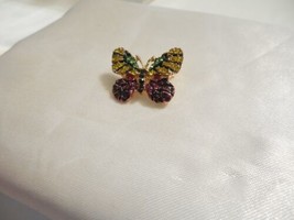 Charter Club Gold Tone Pink ,Green,Yellow Crystal Butterfly Pin F311 - £10.51 GBP