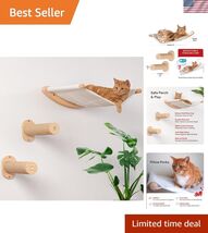 Cat Hammock Wall Mounted Cat Shelf with Two Steps - Cat Wall Shelves and... - $90.50