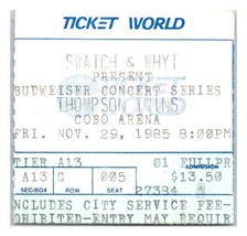 Thompson Twins Konzert Ticket Stumpf November 29 1985 Detroit Michigan - £31.94 GBP