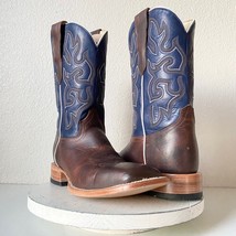 Lane Capitan Mens Brown Cowboy Boots CISCO 9.5 D Leather Wide Square Toe Western - £130.57 GBP