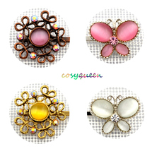 4 Pack Amber Pink White Butterfly Floral Swarovski Element Crystal Bobby Pins - £7,817.63 GBP