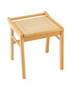 Bamboo Vanity Stool with Rattan Top and Reinforcement Bar-Natural - Colo... - $99.30
