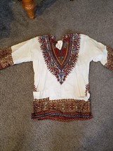 Vintage Rare 1970s 80&#39;s 70&#39;s Femmes Afro Arts Africain Haut Chemisier Bl... - $37.98
