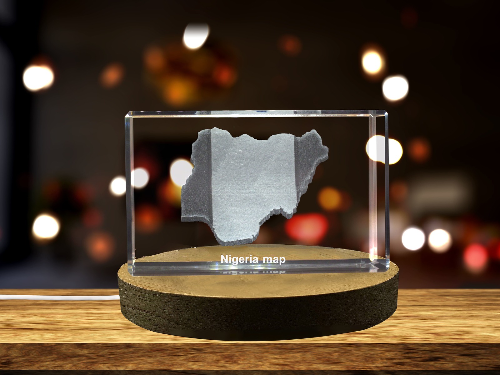LED Base included | Nigeria 3D Engraved Crystal 3D Engraved Crystal Keepsake