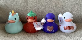 Target Valentines Day 4 Rubber Duckies LOVE Unicorn  Strawberry Ducks 2023 NWT - £12.77 GBP