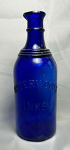 Antique Underwood&#39;s Ink Cobalt Blue Master Ink Bottle Has Pouring Lip 9.75&quot; Tall - £63.71 GBP