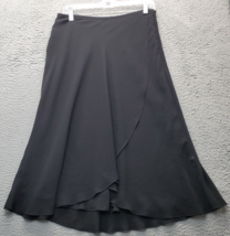 New York &amp; Company Wrap Skirt Women&#39;s 6 Black Solid Lined Sheer Comfort Side Zip - $20.29