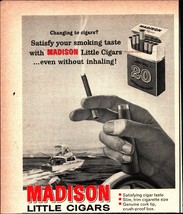 Vintage Original 1965 Madison Little Cigars boating print ad advertiseme... - $25.98