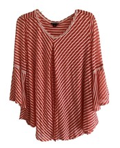 ND Womens top Size 1X light red stripe knit blouse New Directions curvy FLAW - £6.59 GBP