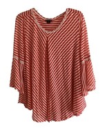 ND Womens top Size 1X light red stripe knit blouse New Directions curvy ... - £6.62 GBP