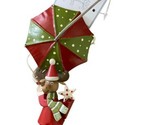 Silver Tree Moose on a  Parachute Tin Christmas Ornament Red 16 in - $13.35