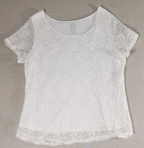 Leo &amp; Nicole Top Size 2XL White Lace Lined Short Sleeve Scoop Neck Summe... - $392.15 MXN