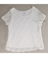 Leo &amp; Nicole Top Size 2XL White Lace Lined Short Sleeve Scoop Neck Summe... - $392.15 MXN