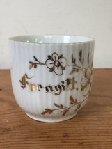 Vtg Antique Handpainted Gold For A Gift Ribbed White Porcelain Demitasse... - $24.74