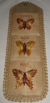 Straw Butterfly Wall Hanging Letters Bills Organizer Souvenir Carrib Inc - $8.40