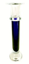 Crate &amp; Barrel Candlestick Taper Holder Cobalt &amp; Clear Glass 10&quot;H  #414-077 EUC - £11.98 GBP
