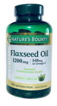 Nature&#39;s Bounty Flaxseed Oil 1200mg - 540 mg Omega 3 125 softgels 10/202... - $17.75