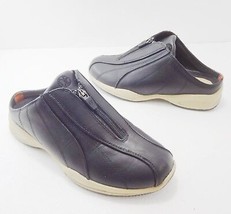 Donald J Pliner 7.5 Sport-I-Que Shudder Black Leather Zipper Slides Shoes - £25.43 GBP