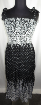 NWT Plus Size 3X Zenobia Black/White Floral/Polka Dot Smocked Maxi Dress - £19.88 GBP