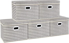 TYEERS Large Collapsible Storage Bins w Lids 17.3x11.8x11.4 inches 5 Pack, Gray - £34.17 GBP