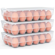 Clear Covered Egg Holder 3-Pack, Plastic Egg Storage For Refrigerator, Egg Tray  - $33.99