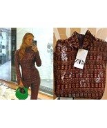 NWT $90 ZARA BLACK AND ORANGE SEQUIN TOP IN LARGE - $69.00