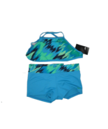 NWT $98 Nike 2 Pc Women&#39;s Blue/White tankini Swimsuit NESS6313 Set Sz 12 - $759.79 MXN