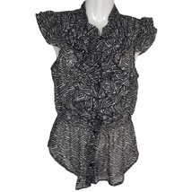 Miley Cyrus Max Azria Juniors Ruffle Blouse Shirt XL Black Gray Elastic Waist - £13.95 GBP