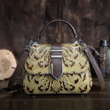 Handmade Embossing Handbag 2022 New Retro Leather Women Bag First Layer Cowhide  - £83.34 GBP