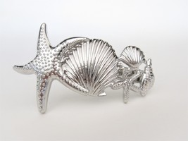 Silver starfish metal filigree hair pin clip barrette - £7.92 GBP