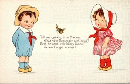 Vintage Gibson Lines Valentines Day Post Card Boy And Girl #2 - £4.68 GBP