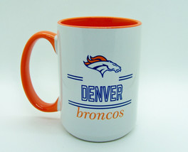 Denver Broncos NFL Retro Logo Coffee Mug Tea Cup 15 oz Orange Interior - £17.99 GBP