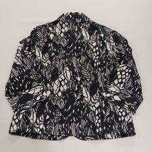 East 5th Petite Top Women's Black/White Floral Linen Blend Blouse Shirt Size PM image 2