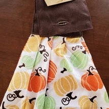 Kitchen Tie Towels, set of 2, Pumpkin Spice design, fall kitchen decor tea towel image 5