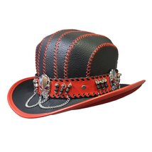 Steampunk Gothic Bowler Leather Top Hat - £394.76 GBP