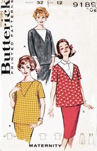 MATERNITY SMOCK &amp; SKIRT Vintage 1950&#39;s Butterick Pattern 9189 Size 12 - £9.40 GBP