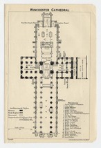 1924 Original Vintage Plan Of Winchester Cathedral / England - £13.65 GBP
