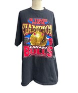 6 Time NBA Champions 1998 Chicago Bulls Logo Athletic Black T-Shirt Size L - €16,98 EUR